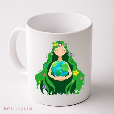 Flower Earth Mother Figure Cute Coffee Mug