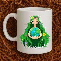 Flower Earth Mother Figure Cute Coffee Mug thumb 2