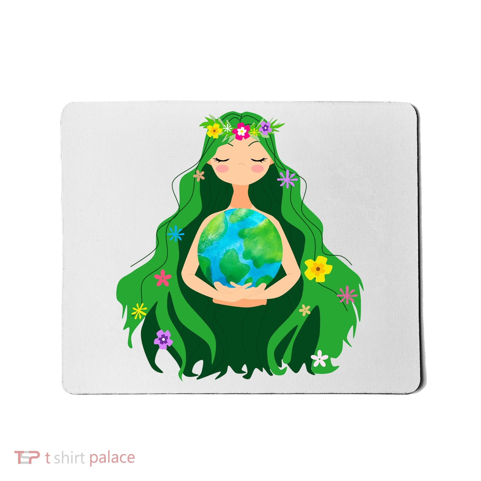 Flower Earth Mother Figure Cute Mousepad