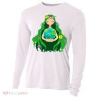 Flower Earth Mother Figure Cute Cooling Performance Long Sleeve Crew thumb 0