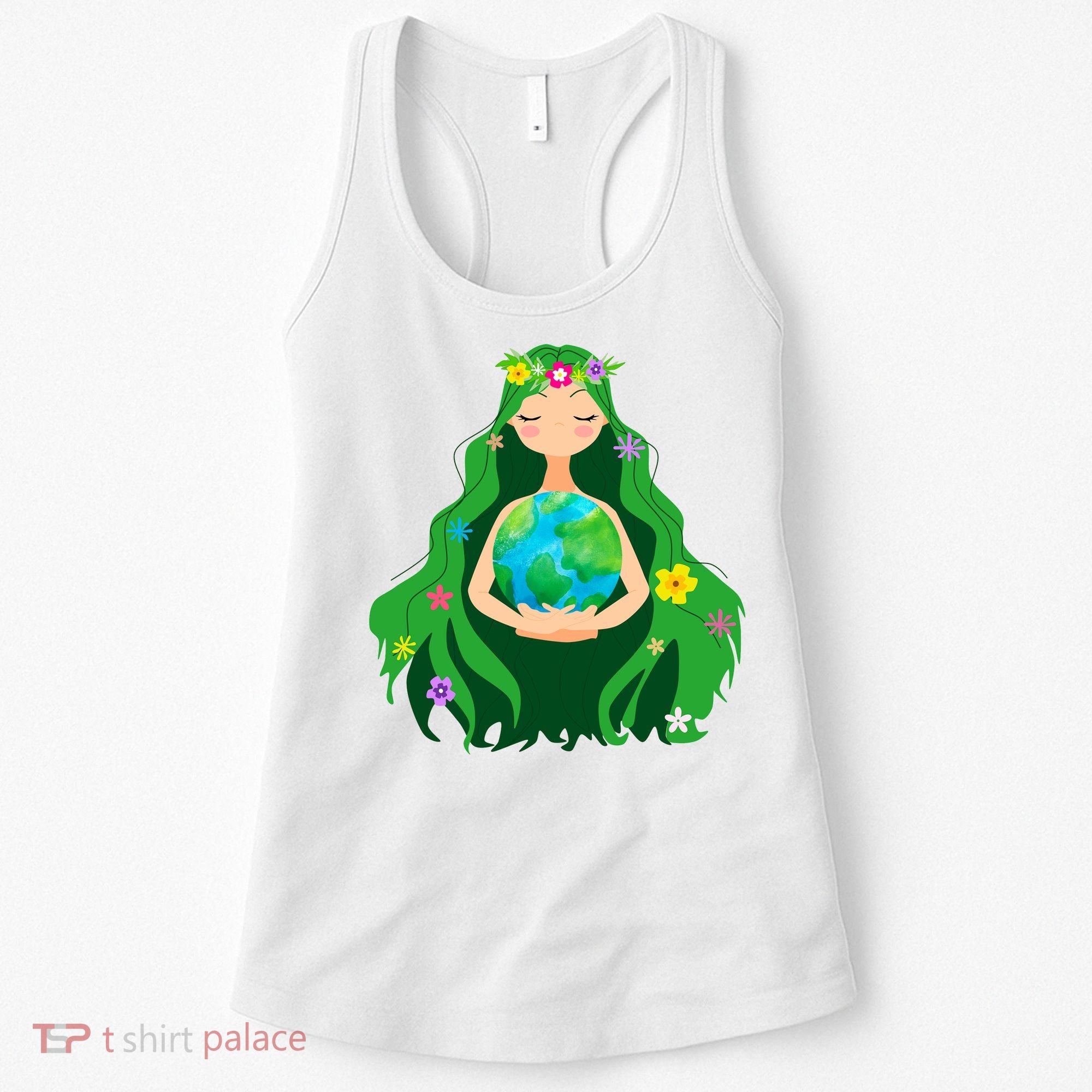 Flower Earth Mother Figure Cute Women's Tank Top