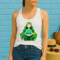 Flower Earth Mother Figure Cute Women's Tank Top thumb 2