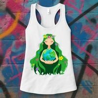 Flower Earth Mother Figure Cute Women's Tank Top thumb 3