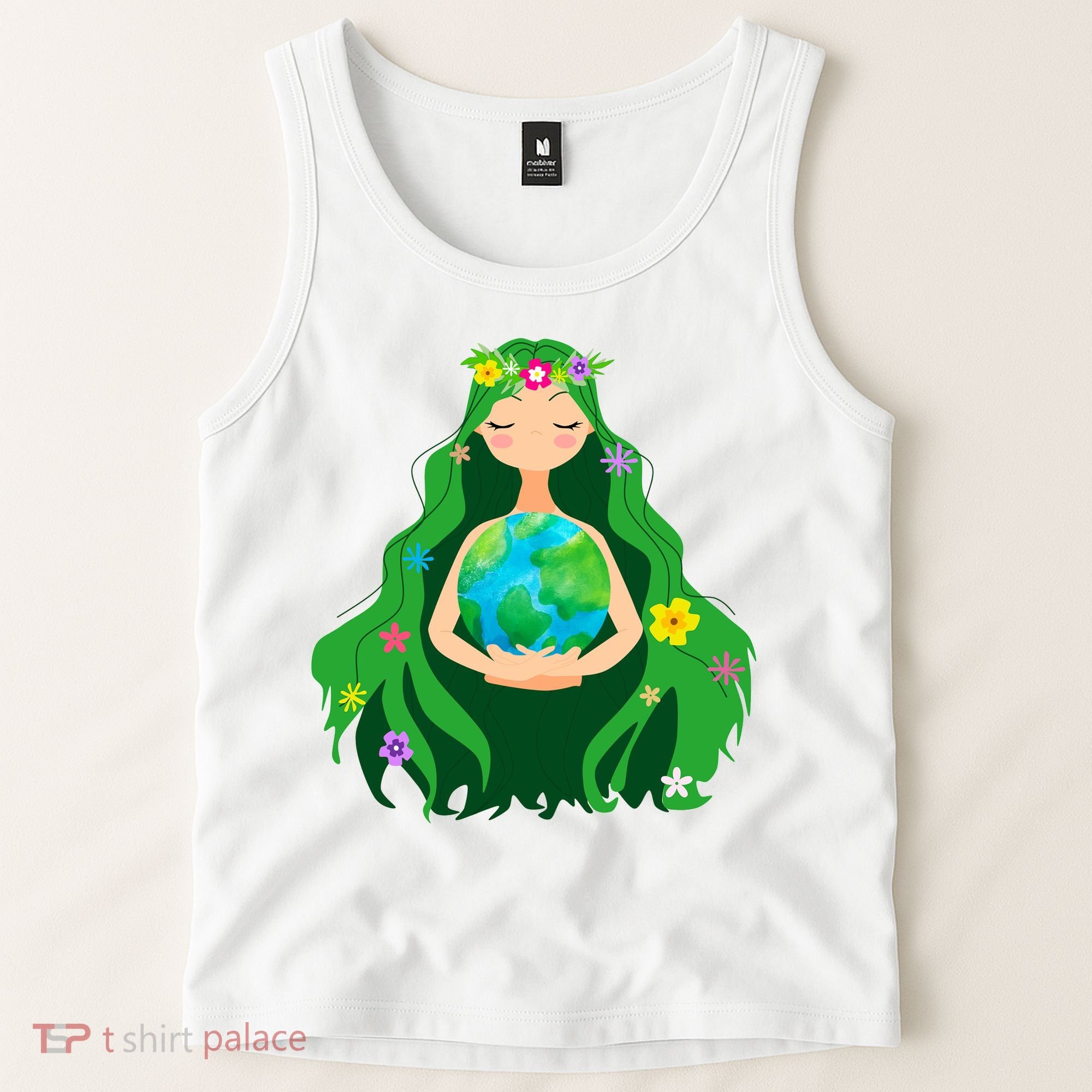 Flower Earth Mother Figure Cute Tank Top