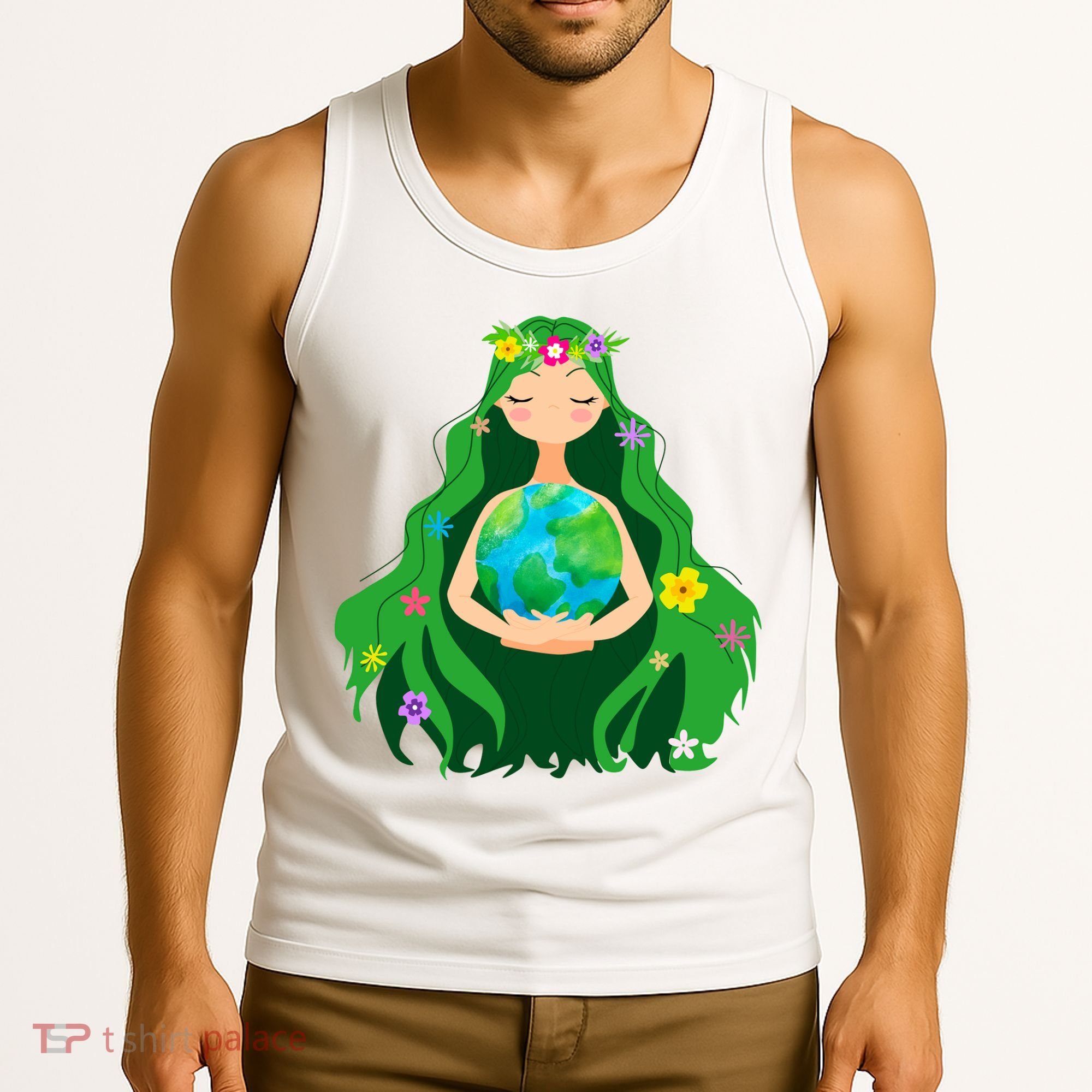 Flower Earth Mother Figure Cute Tank Top