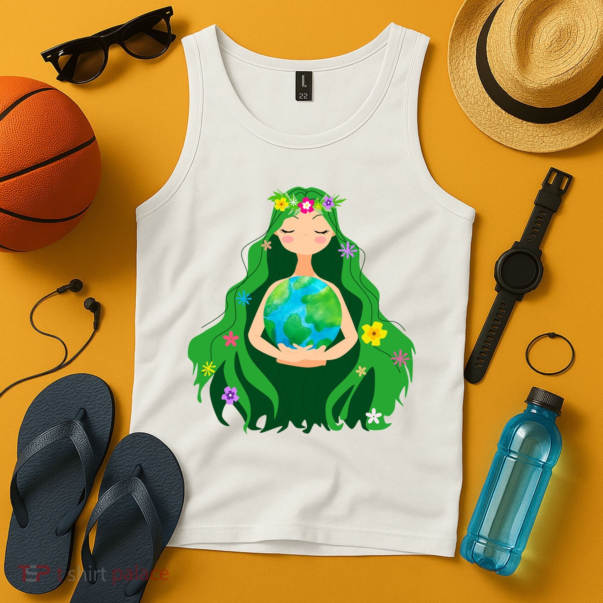 Flower Earth Mother Figure Cute Tank Top