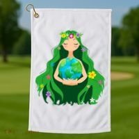Flower Earth Mother Figure Cute Golf Towel thumb 1