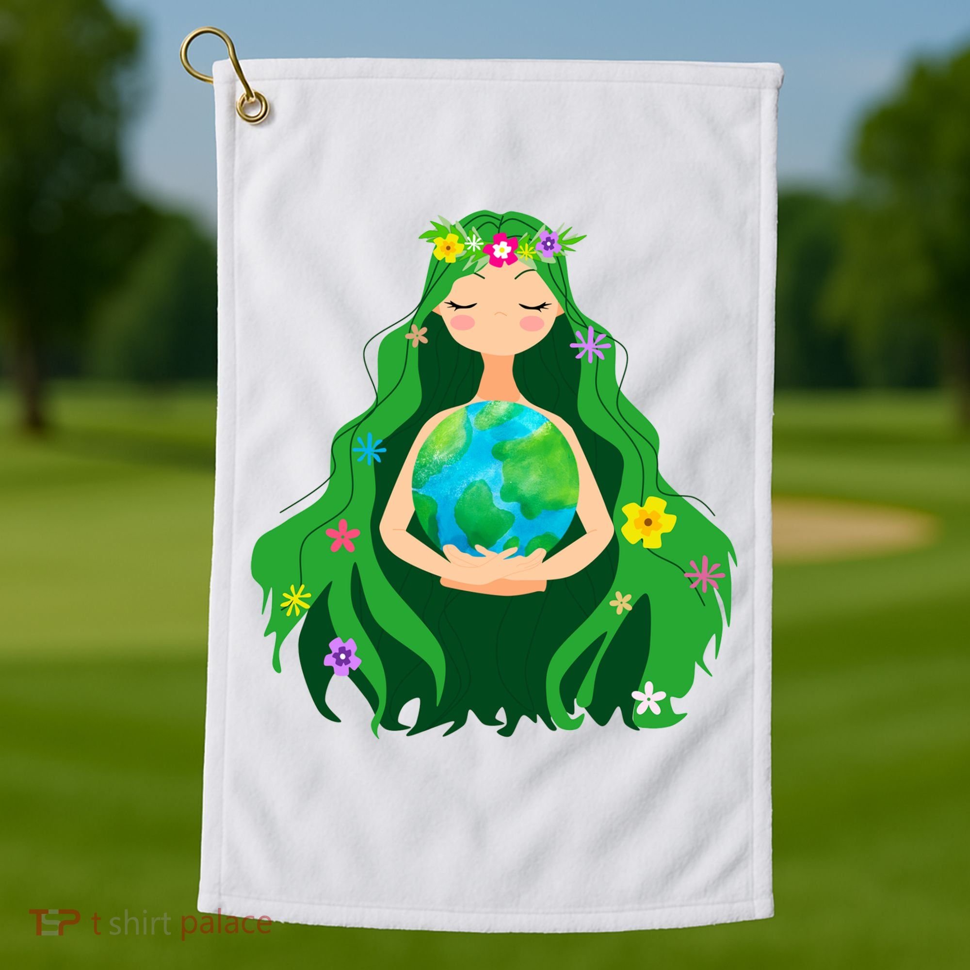 Flower Earth Mother Figure Cute Golf Towel
