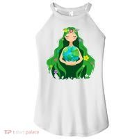 Flower Earth Mother Figure Cute Women's Perfect Tri Rocker Tank thumb 0