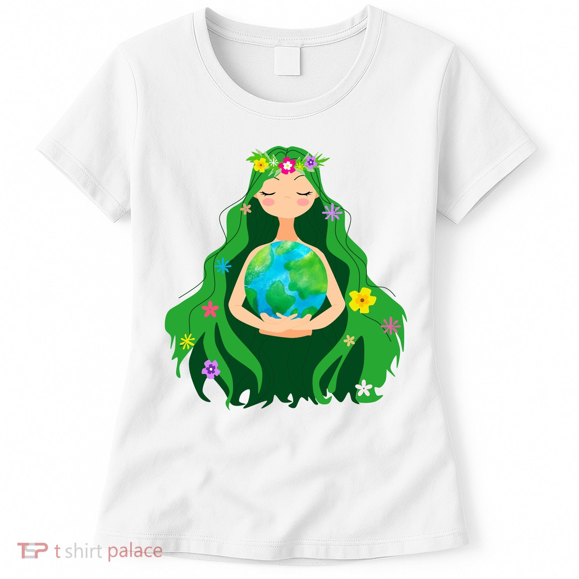 Flower Earth Mother Figure Cute Women's T-Shirt