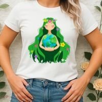 Flower Earth Mother Figure Cute Women's T-Shirt thumb 2