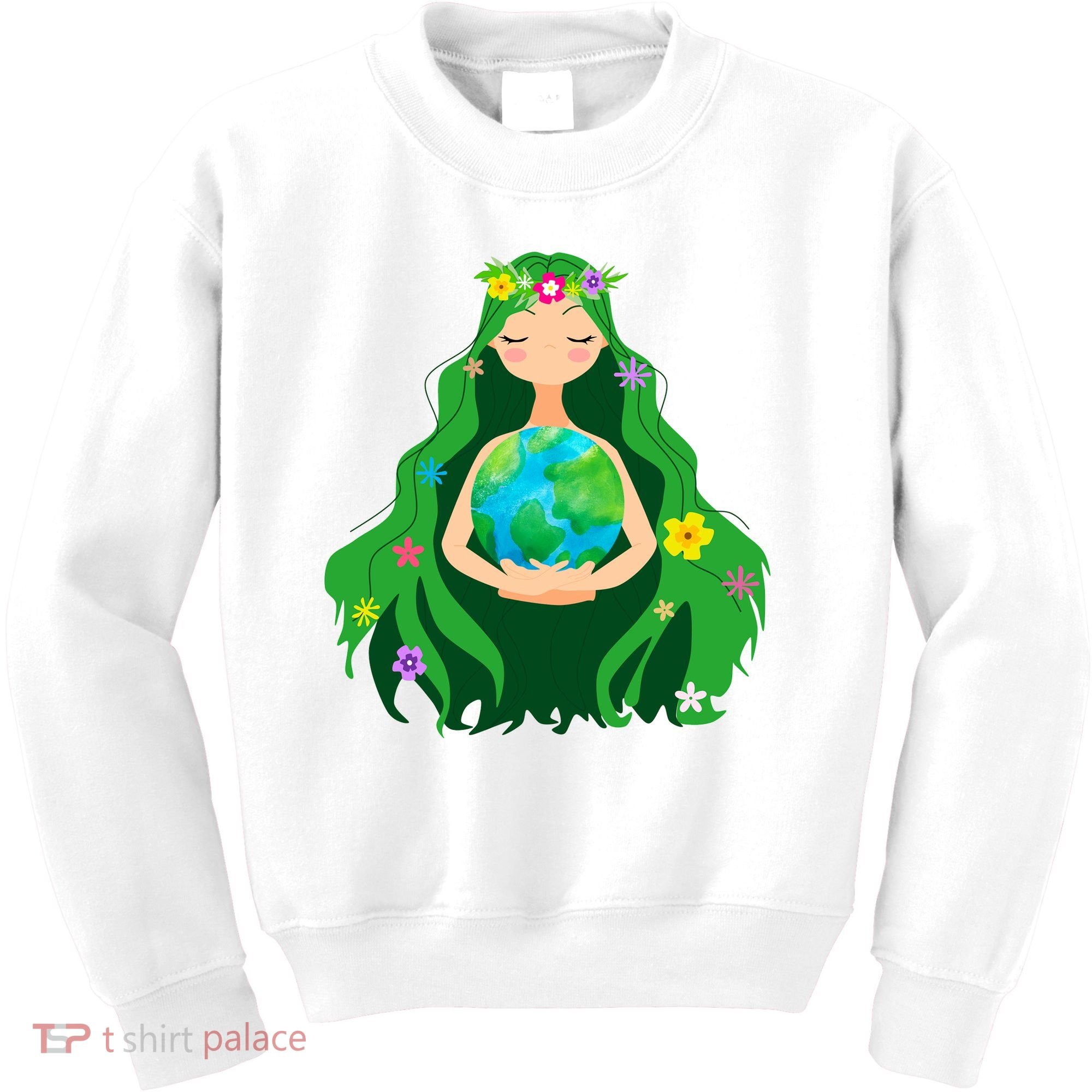 Flower Earth Mother Figure Cute Kids Sweatshirt
