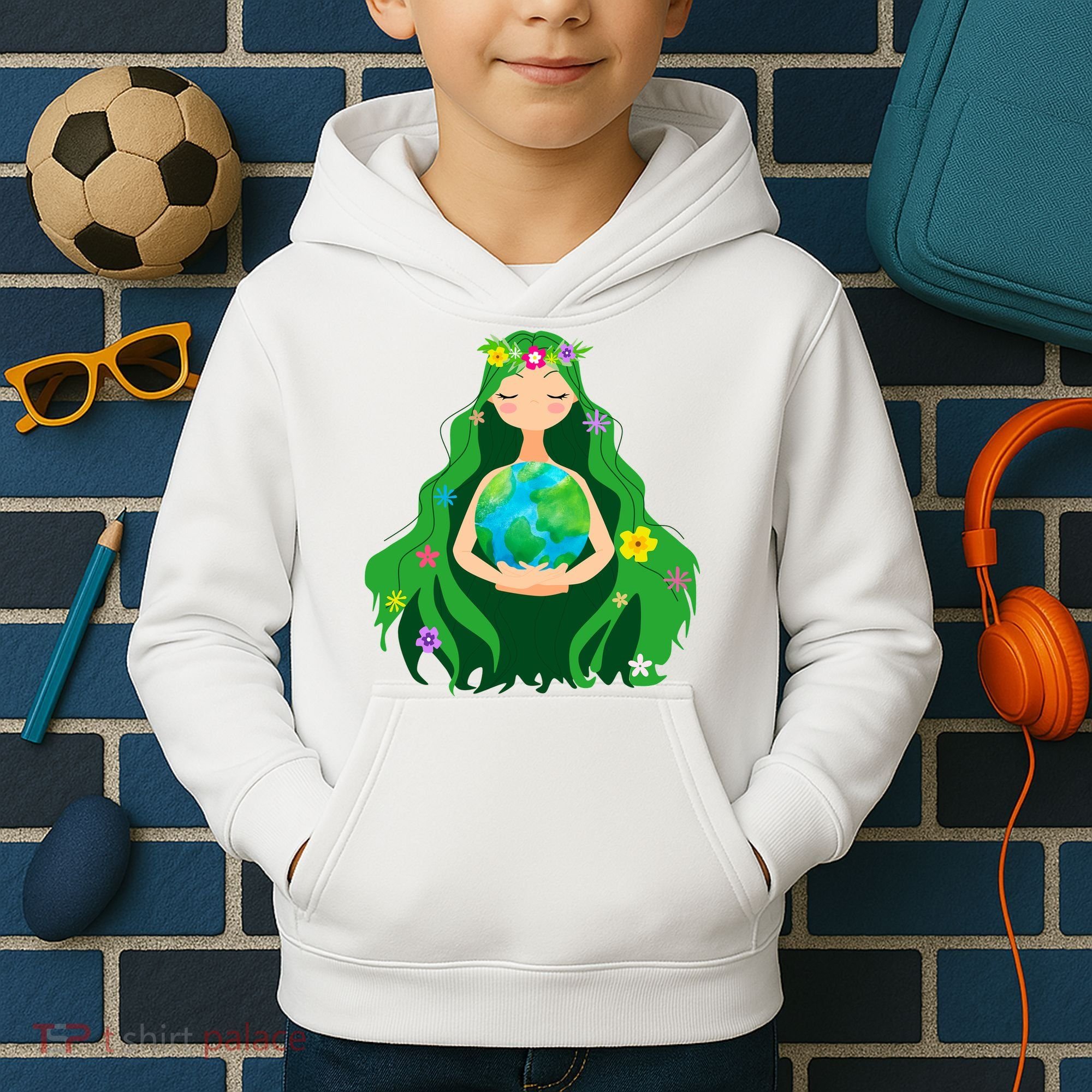 Flower Earth Mother Figure Cute Kids Hoodie