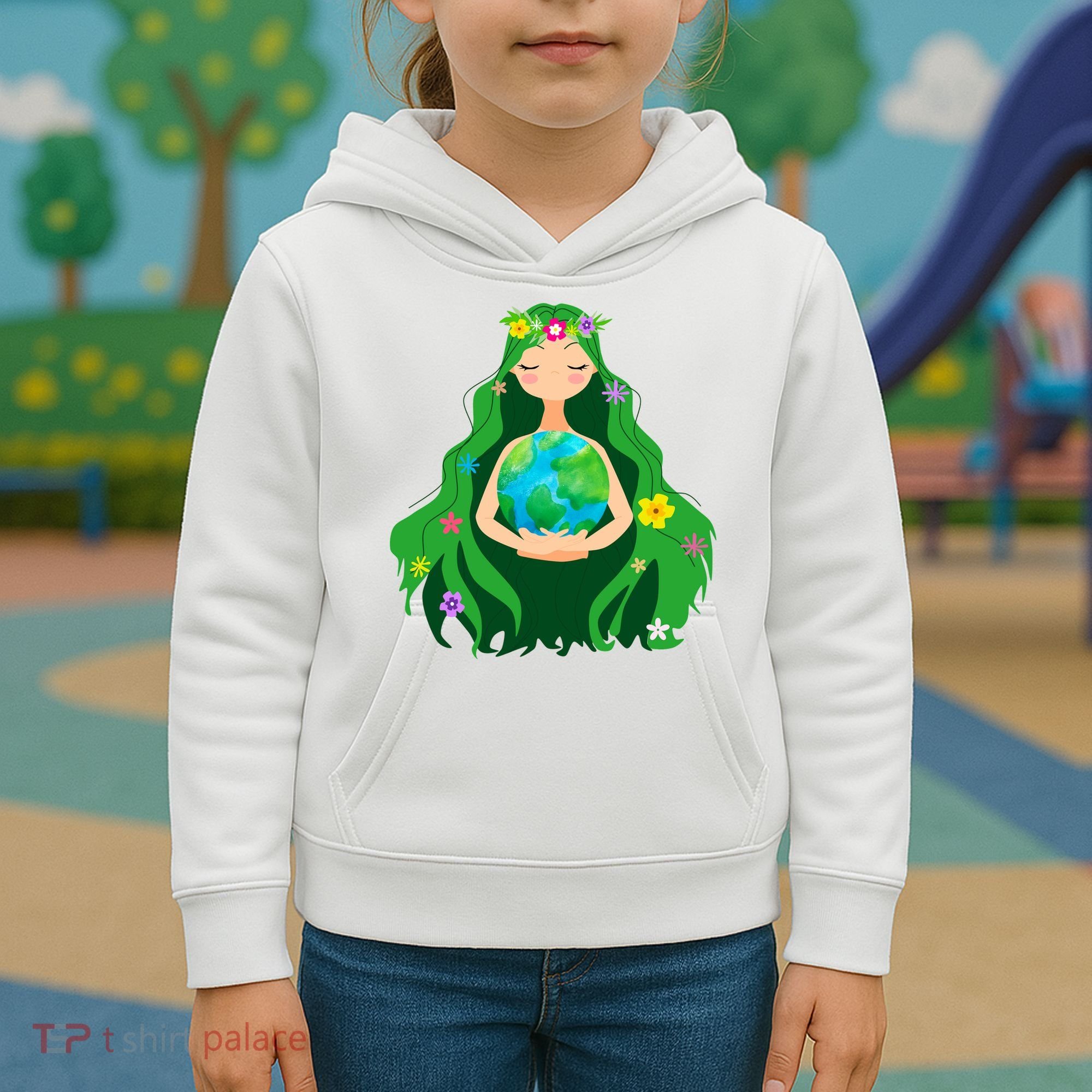 Flower Earth Mother Figure Cute Kids Hoodie