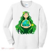 Flower Earth Mother Figure Cute Kids Long Sleeve Shirt thumb 0