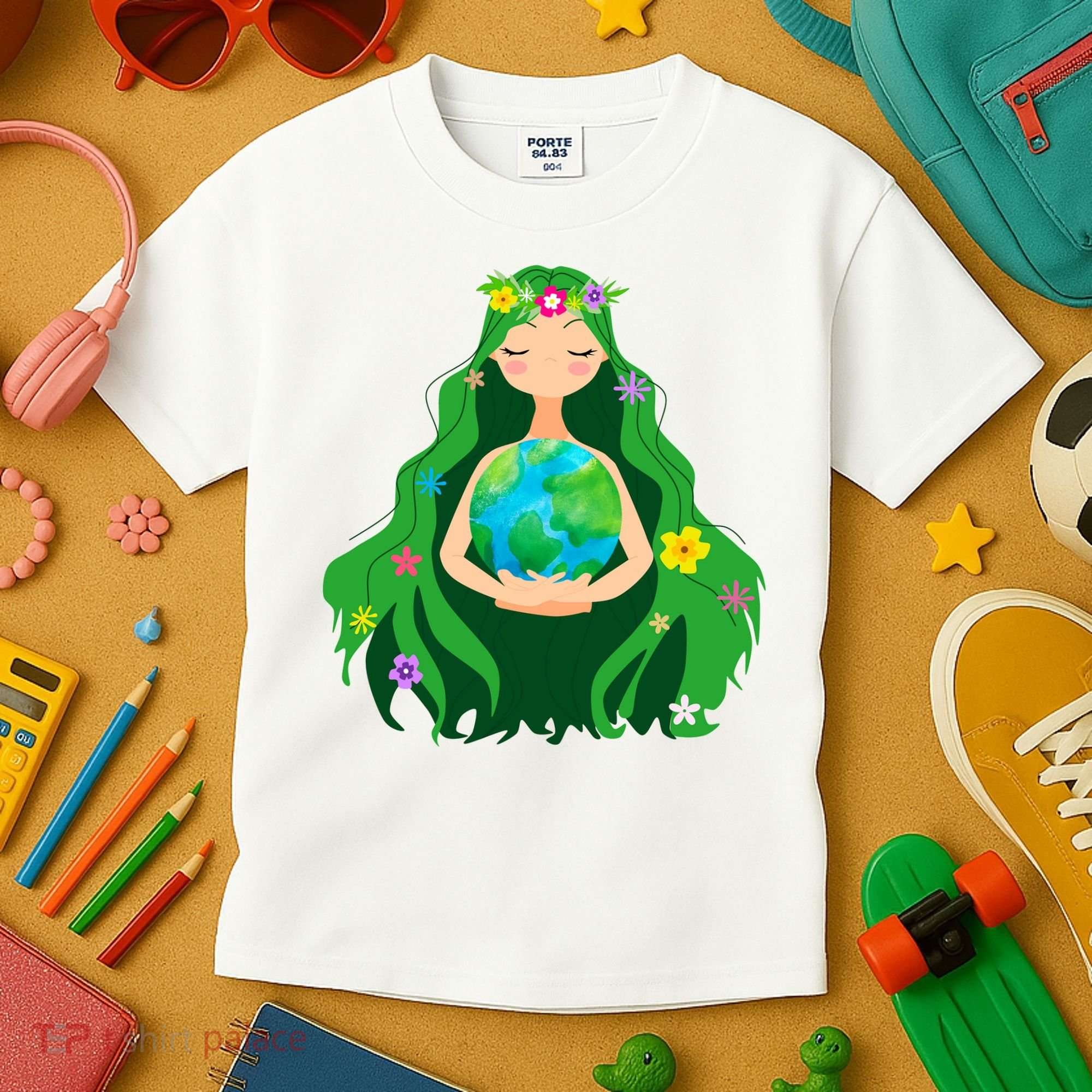 Flower Earth Mother Figure Cute Kids T-Shirt