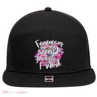 Feminism Is My Second Favorite F Word 7 Panel Mesh Trucker Snapback Hat thumb 0