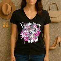 Feminism Is My Second Favorite F Word Women's V-Neck T-Shirt thumb 3