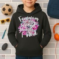 Feminism Is My Second Favorite F Word Kids Hoodie thumb 2