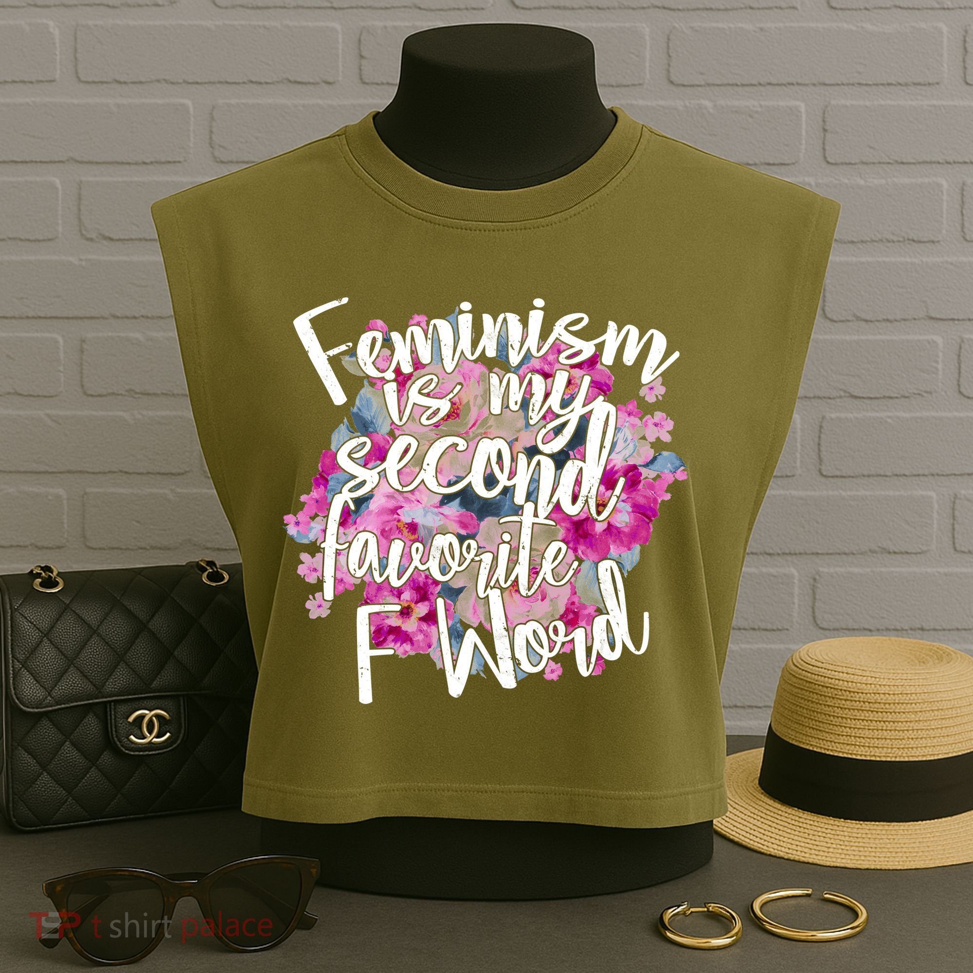 Feminism Is My Second Favorite F Word Garment-Dyed Women's Muscle Tee
