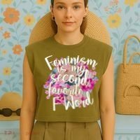 Feminism Is My Second Favorite F Word Garment-Dyed Women's Muscle Tee thumb 4