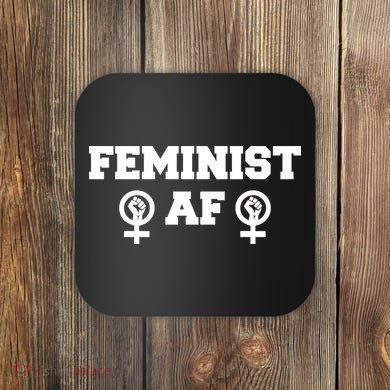 Feminist AF Women's Rights Fist Logo Coaster