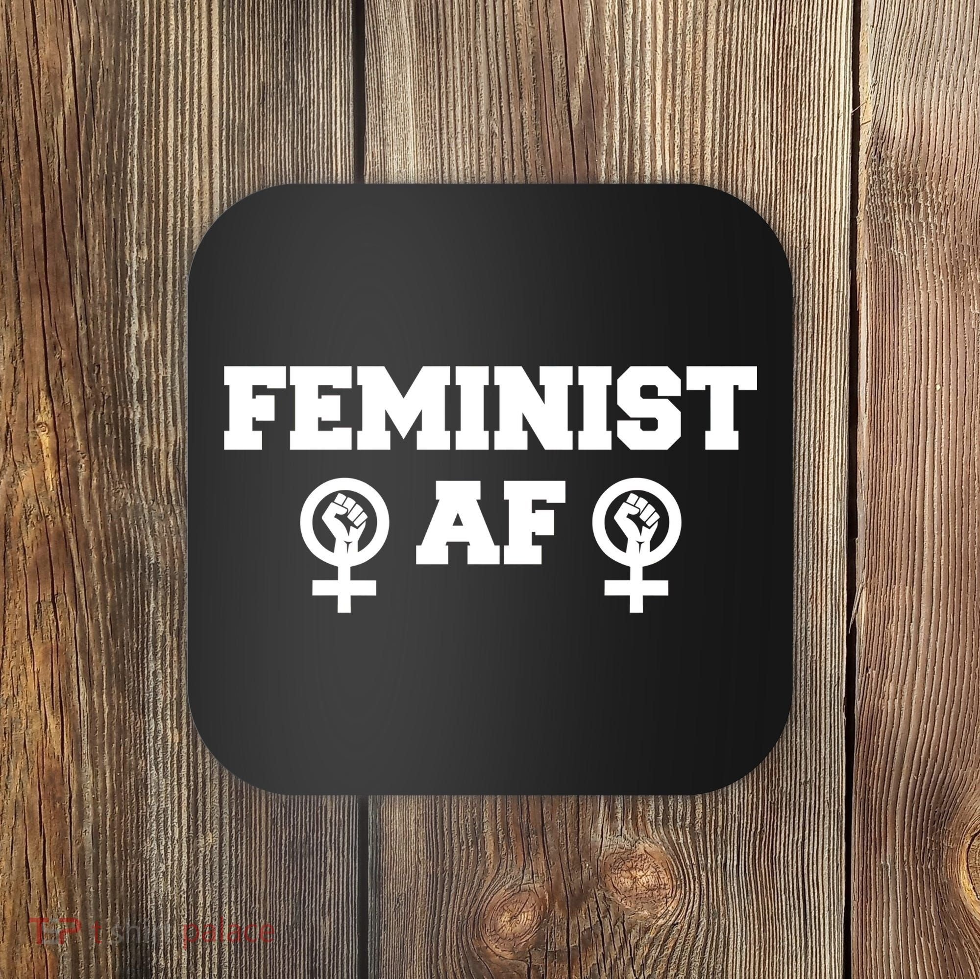 Feminist AF Women's Rights Fist Logo Coaster