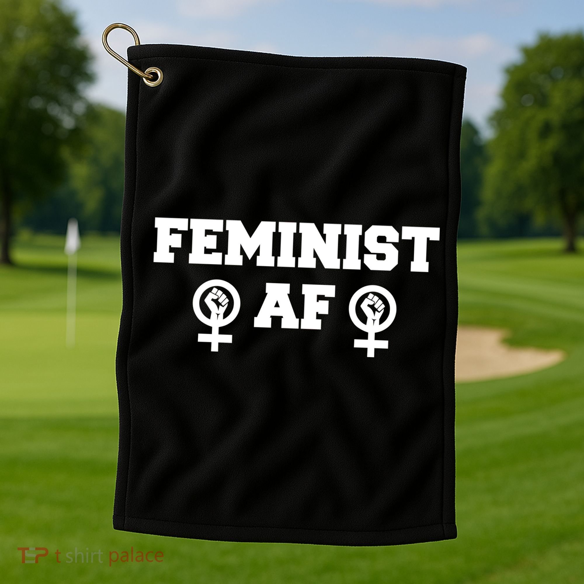 Feminist AF Women's Rights Fist Logo Golf Towel