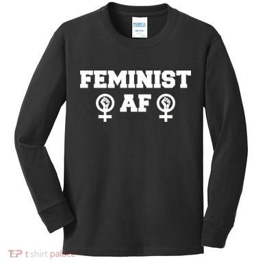 Feminist AF Women's Rights Fist Logo Kids Long Sleeve Shirt