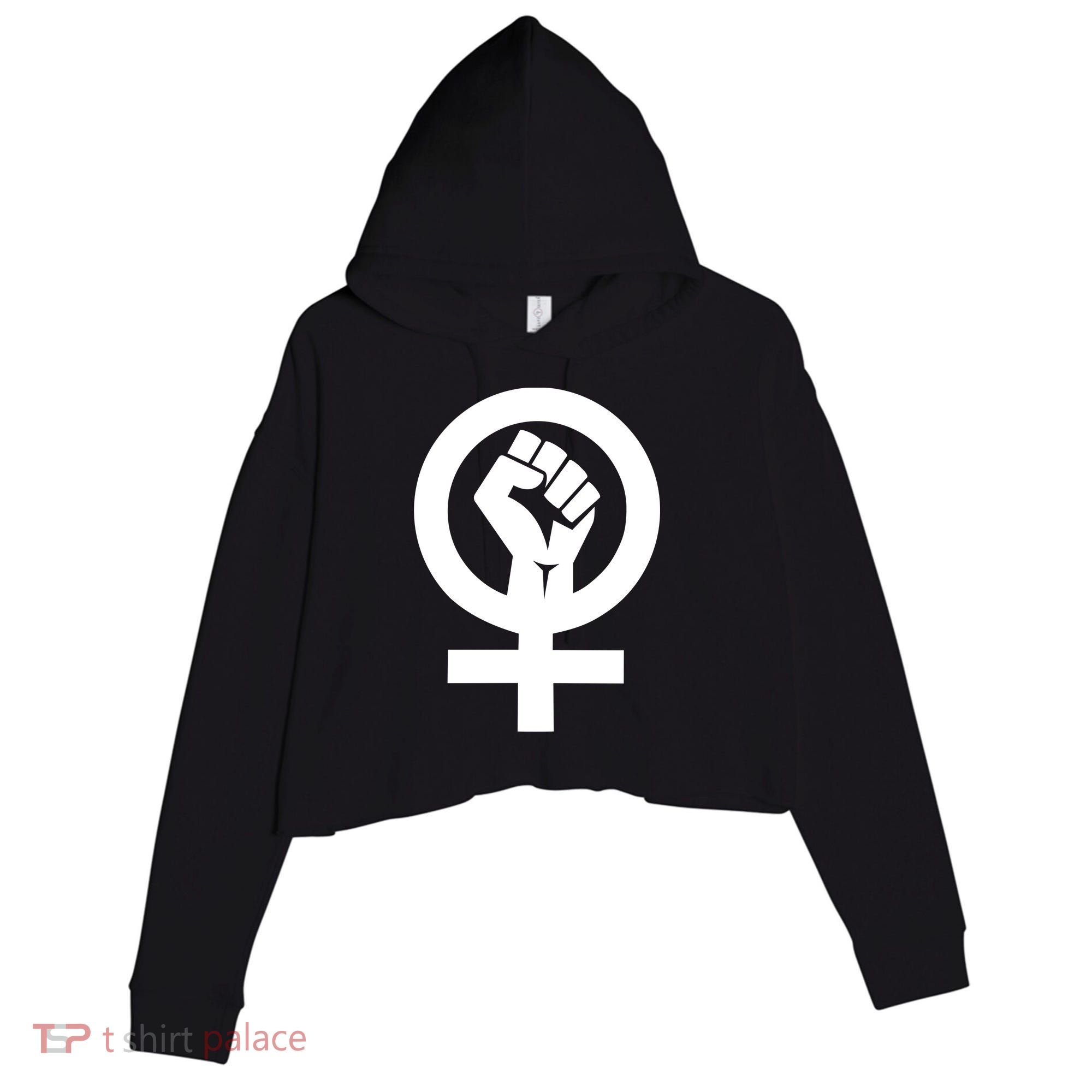 Feminist Womens Rights Feminism Symbol Crop Fleece Hoodie