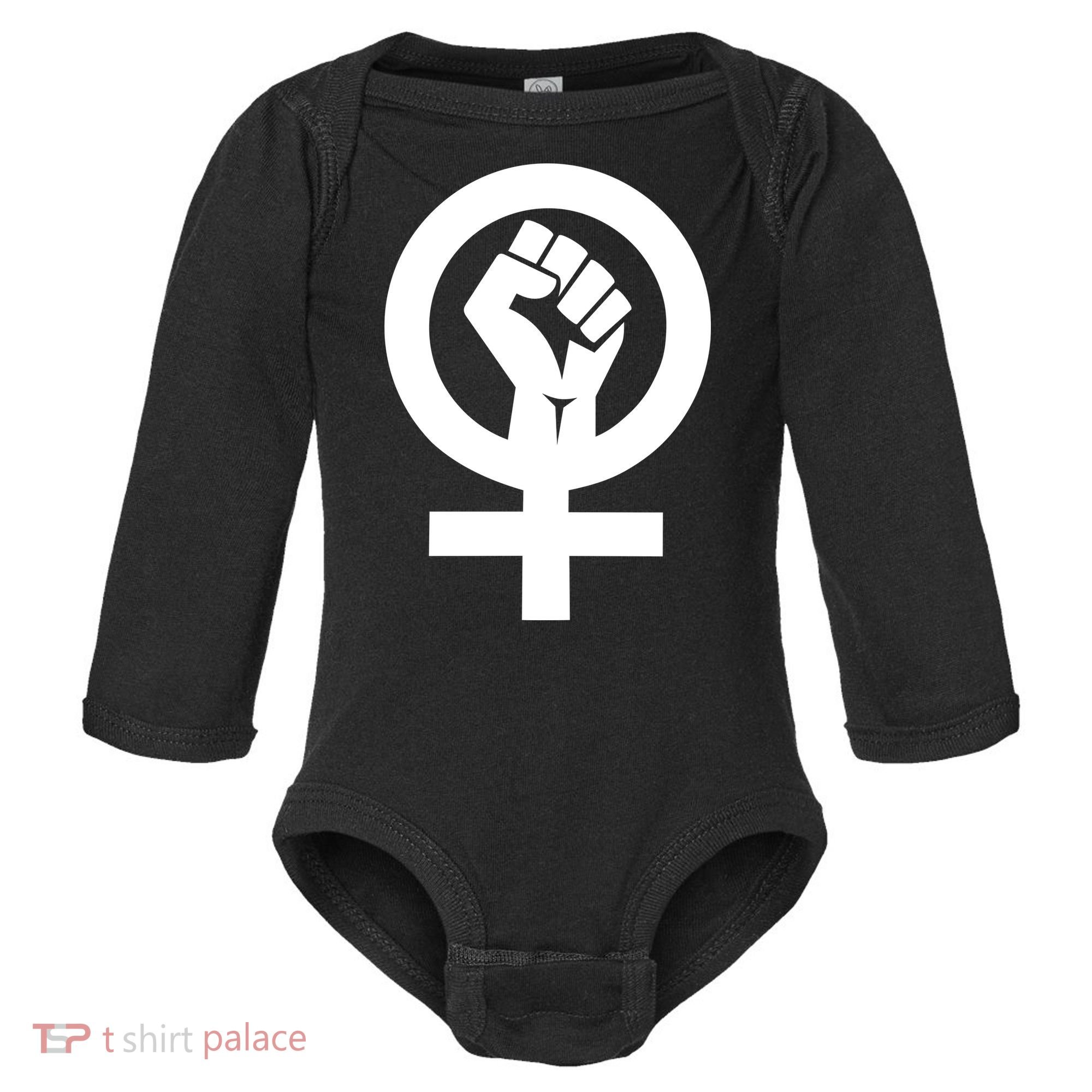 Feminist Womens Rights Feminism Symbol Baby Long Sleeve Bodysuit