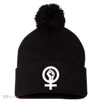 Feminist Womens Rights Feminism Symbol Pom Pom 12in Knit Beanie thumb 0