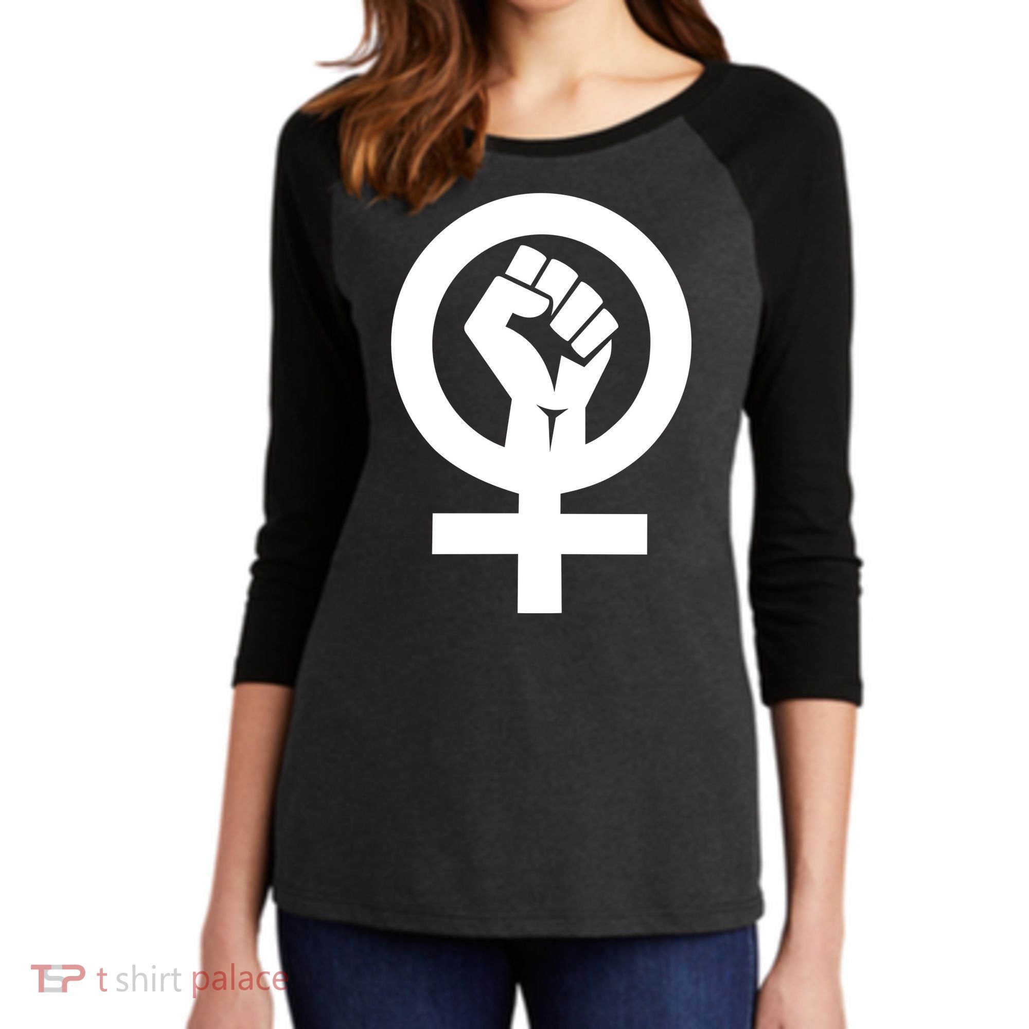 Feminist Womens Rights Feminism Symbol Women's Tri-Blend 3/4-Sleeve Raglan Shirt