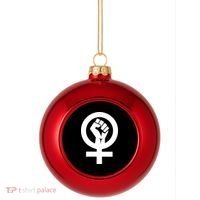 Feminist Womens Rights Feminism Symbol Plastic Christmas Ball Ornament thumb 0