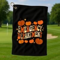 Funny Er Nurse Thanksgiving Emergency Dept Groovy Golf Towel thumb 1