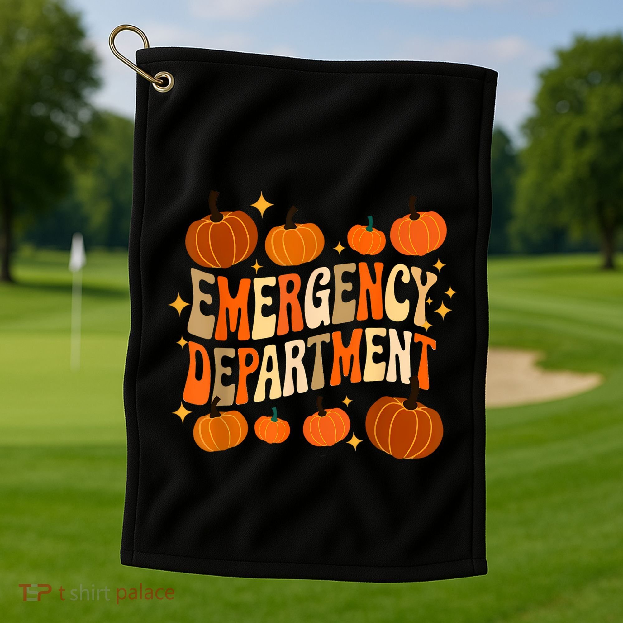 Funny Er Nurse Thanksgiving Emergency Dept Groovy Golf Towel