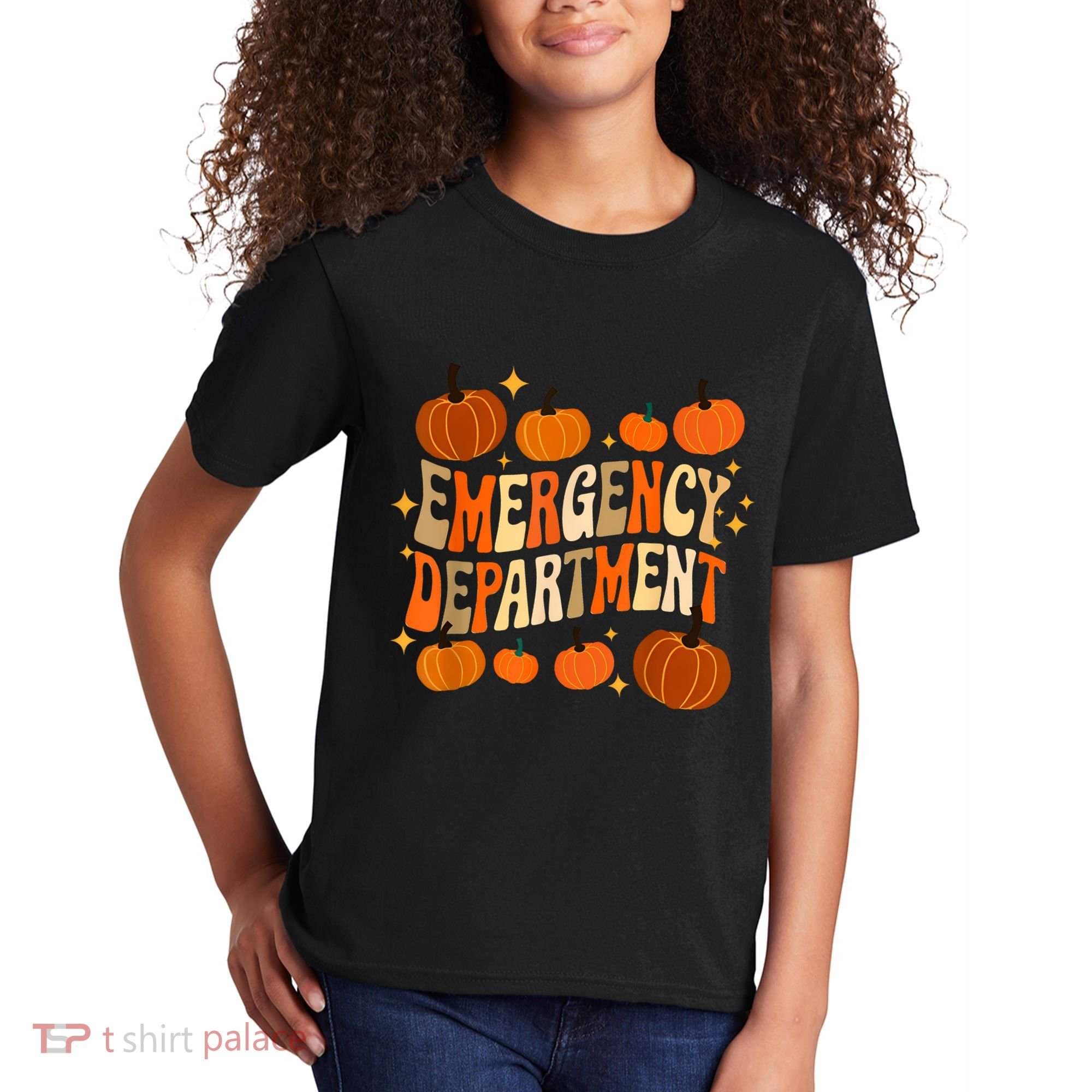 Funny Er Nurse Thanksgiving Emergency Dept Groovy Kids T-Shirt