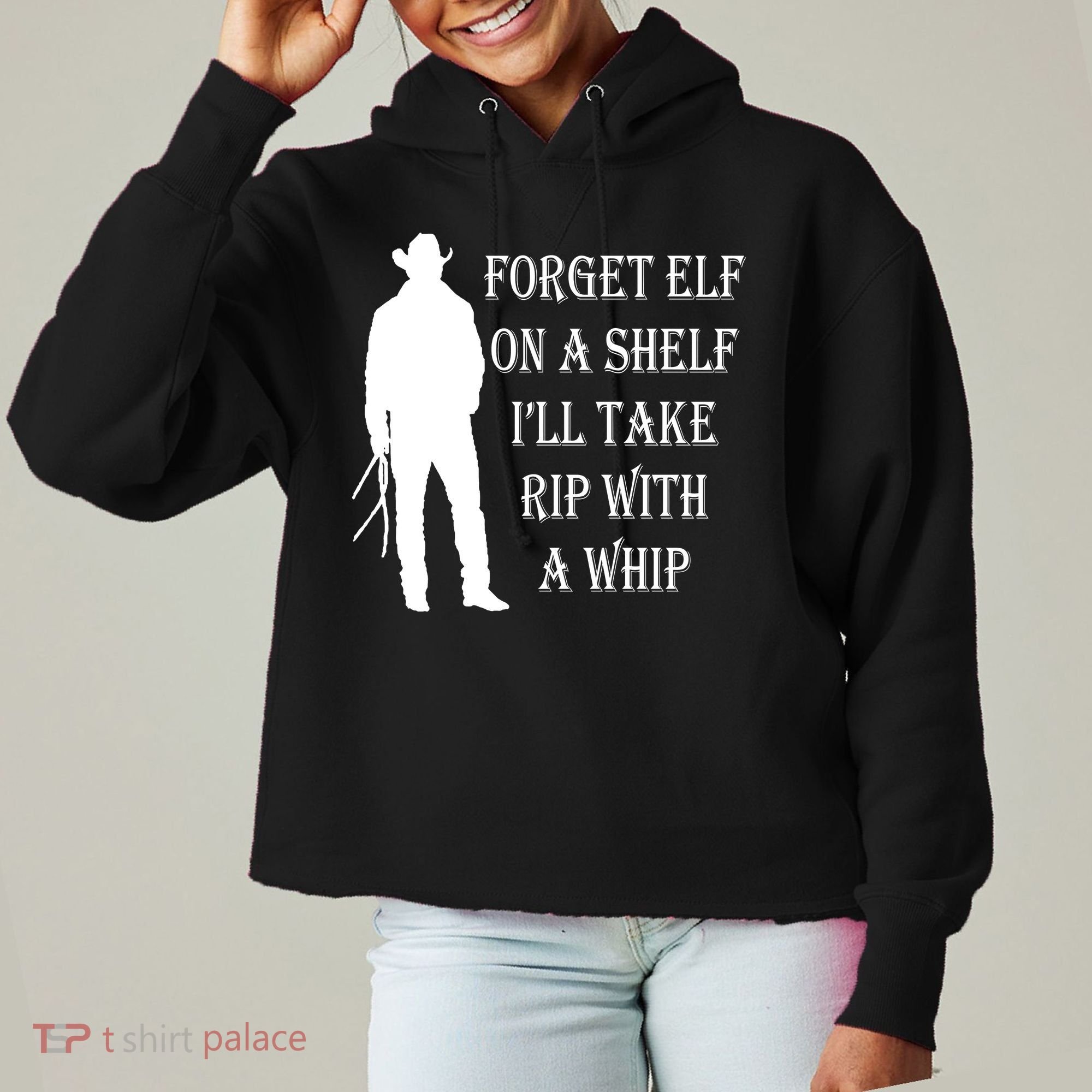 Forget Elf On A Shelf I'll Take Rip With A Whip Ladies Heavyweight Boxy Pullover Hoodie