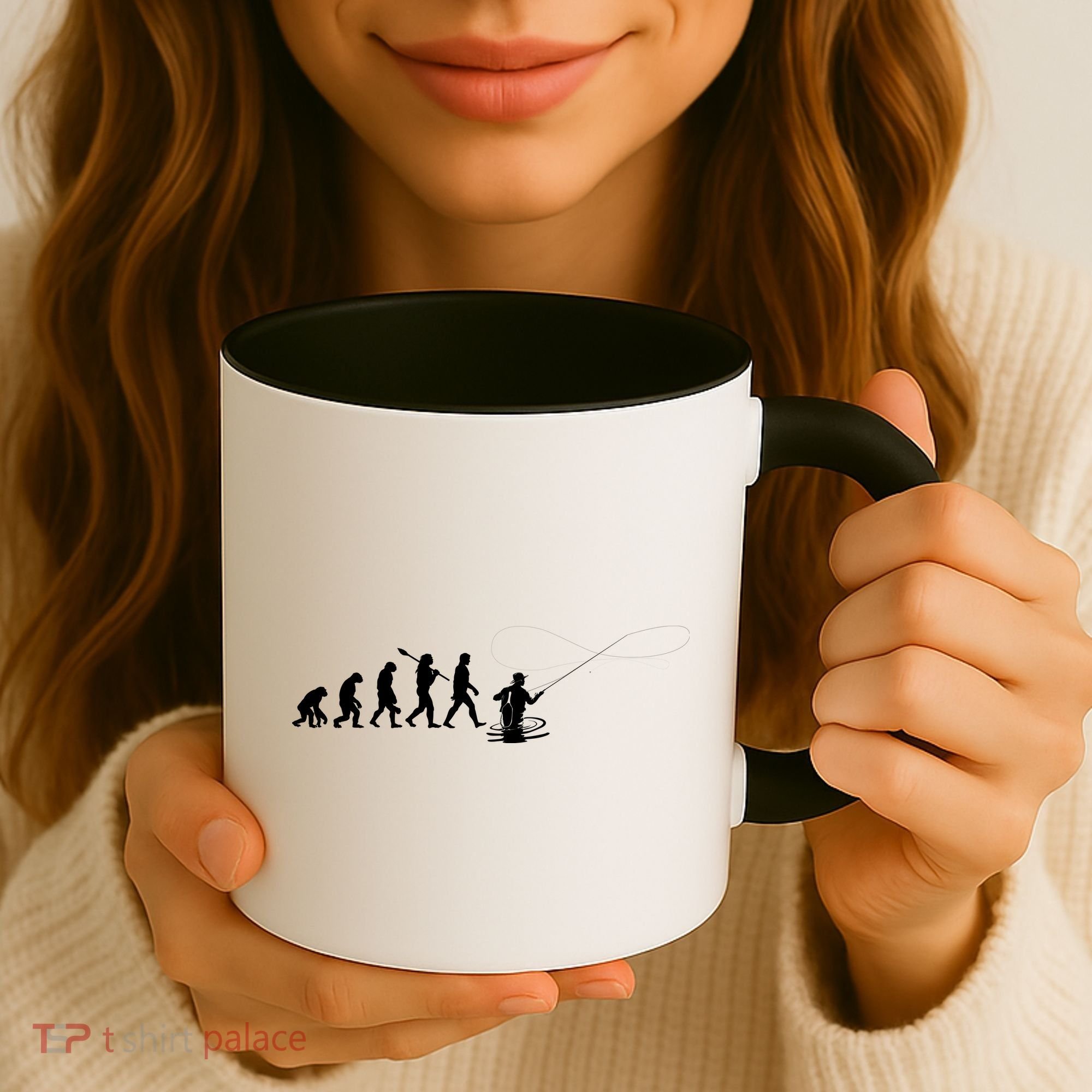 Funny Evolution Of Man Fly Fishing Coffee Mug