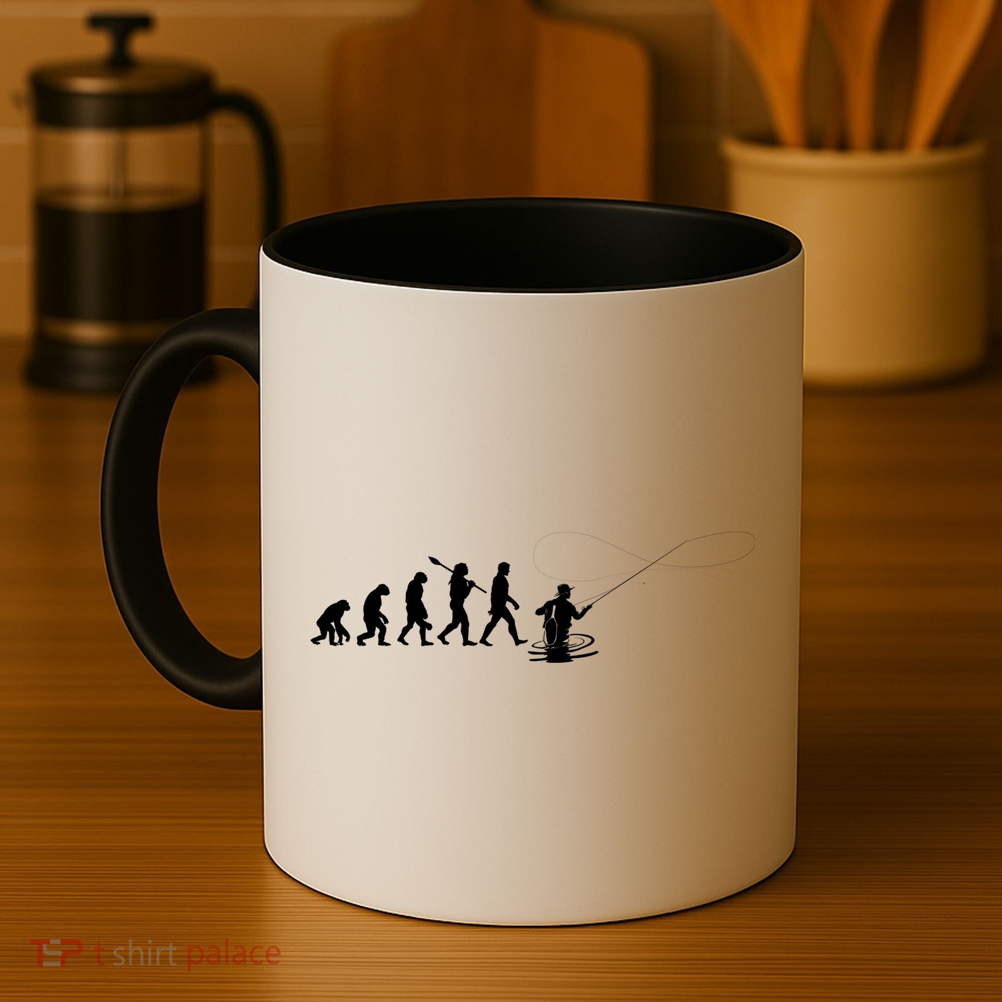 Funny Evolution Of Man Fly Fishing Coffee Mug