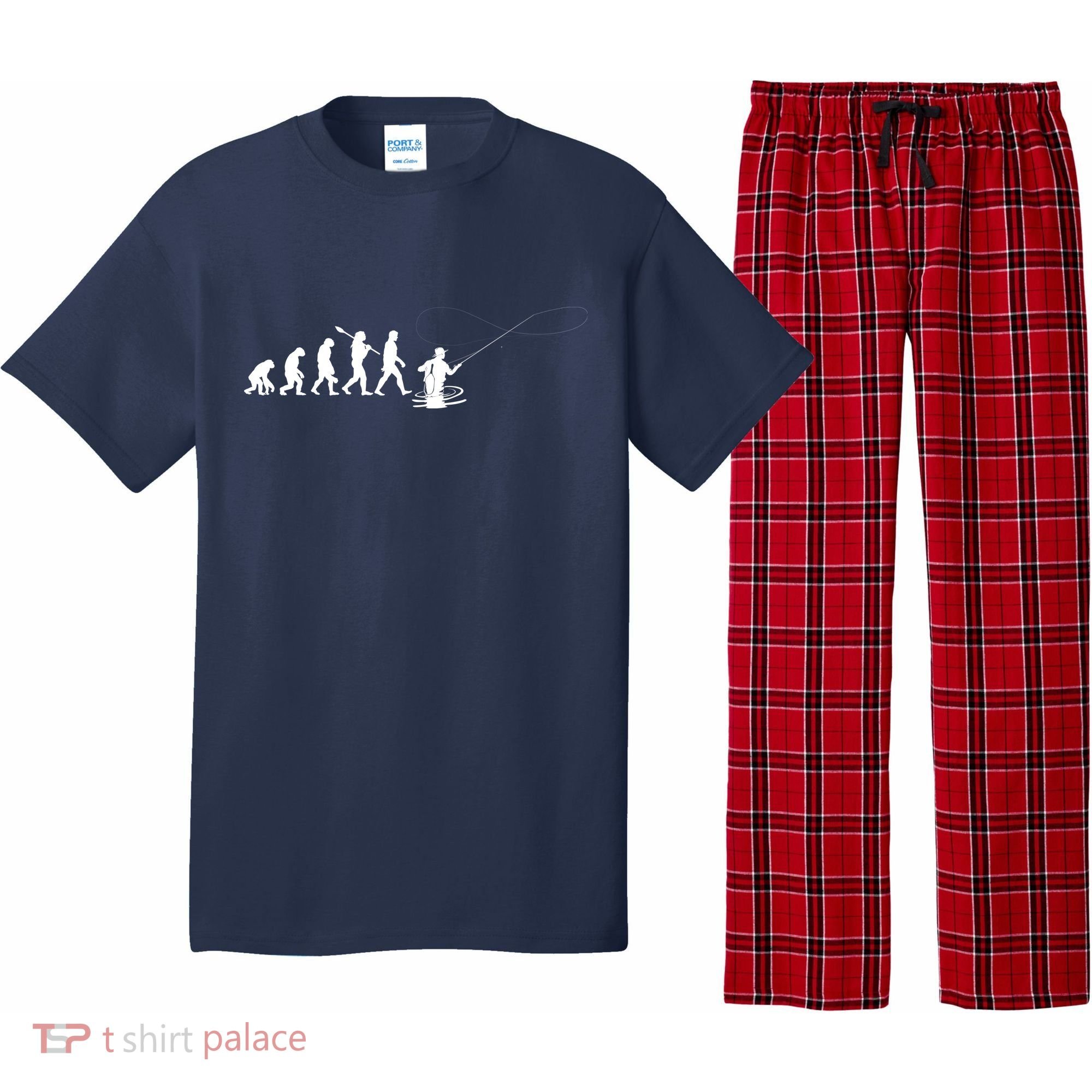 Funny Evolution Of Man Fly Fishing Pajama Set