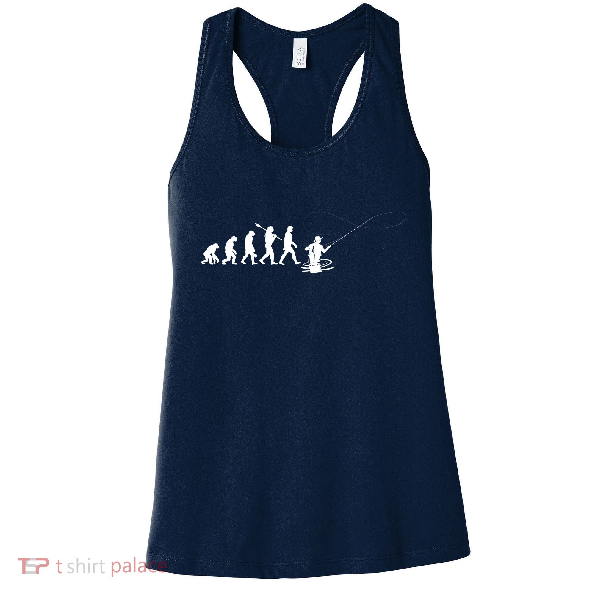 Funny Evolution Of Man Fly Fishing Women's Tank Top