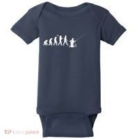Funny Evolution Of Man Fly Fishing Baby Bodysuit thumb 0