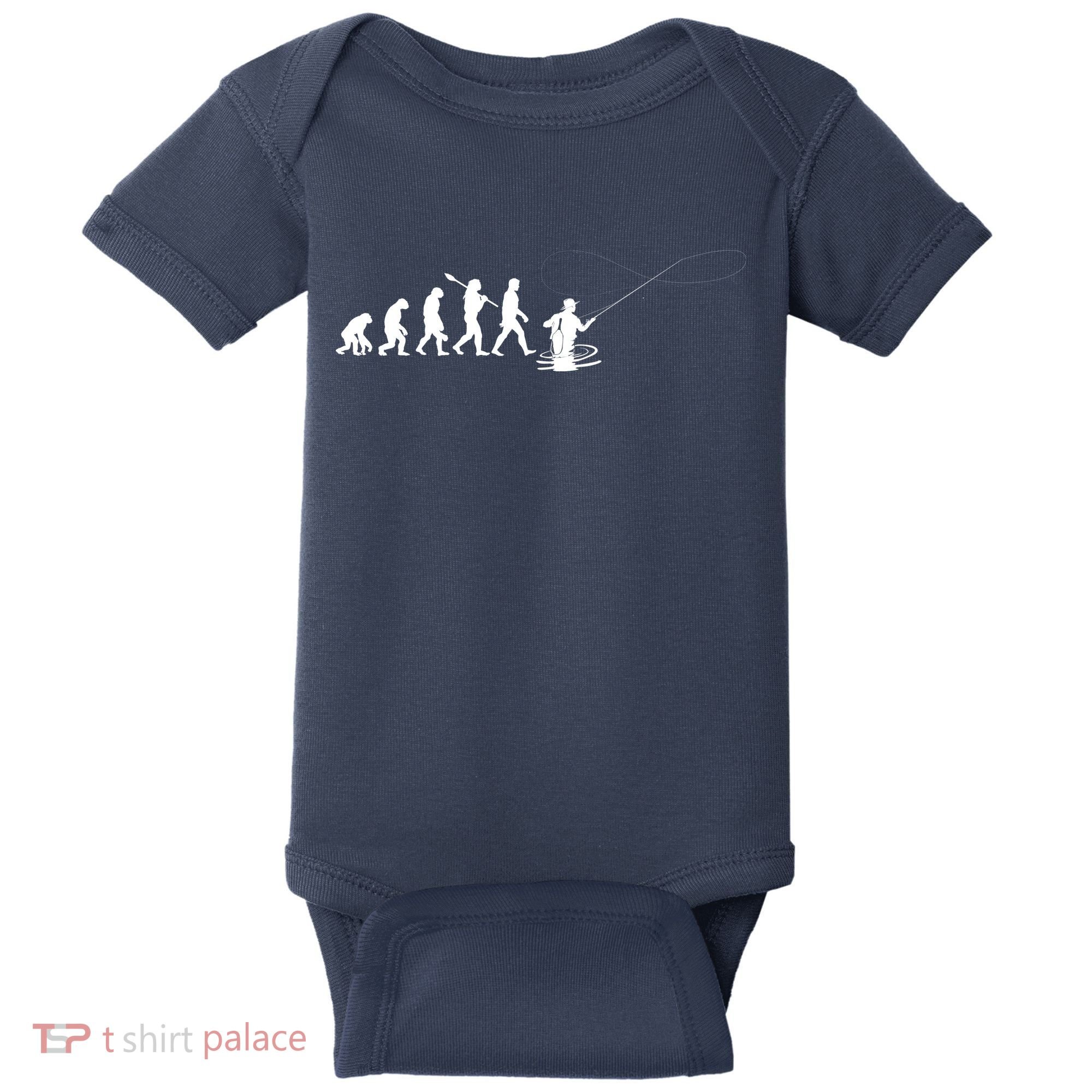 Funny Evolution Of Man Fly Fishing Baby Bodysuit