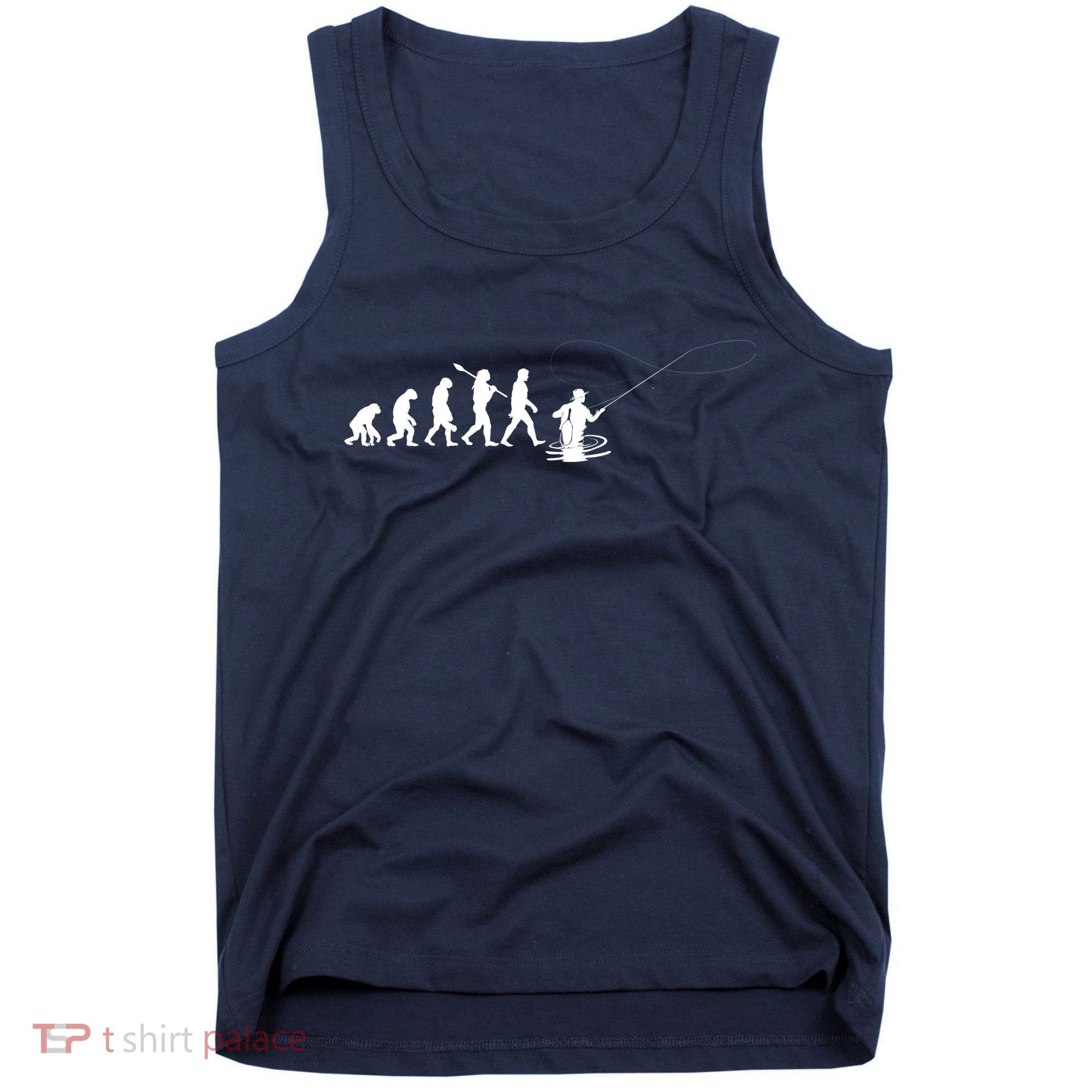 Funny Evolution Of Man Fly Fishing Tank Top