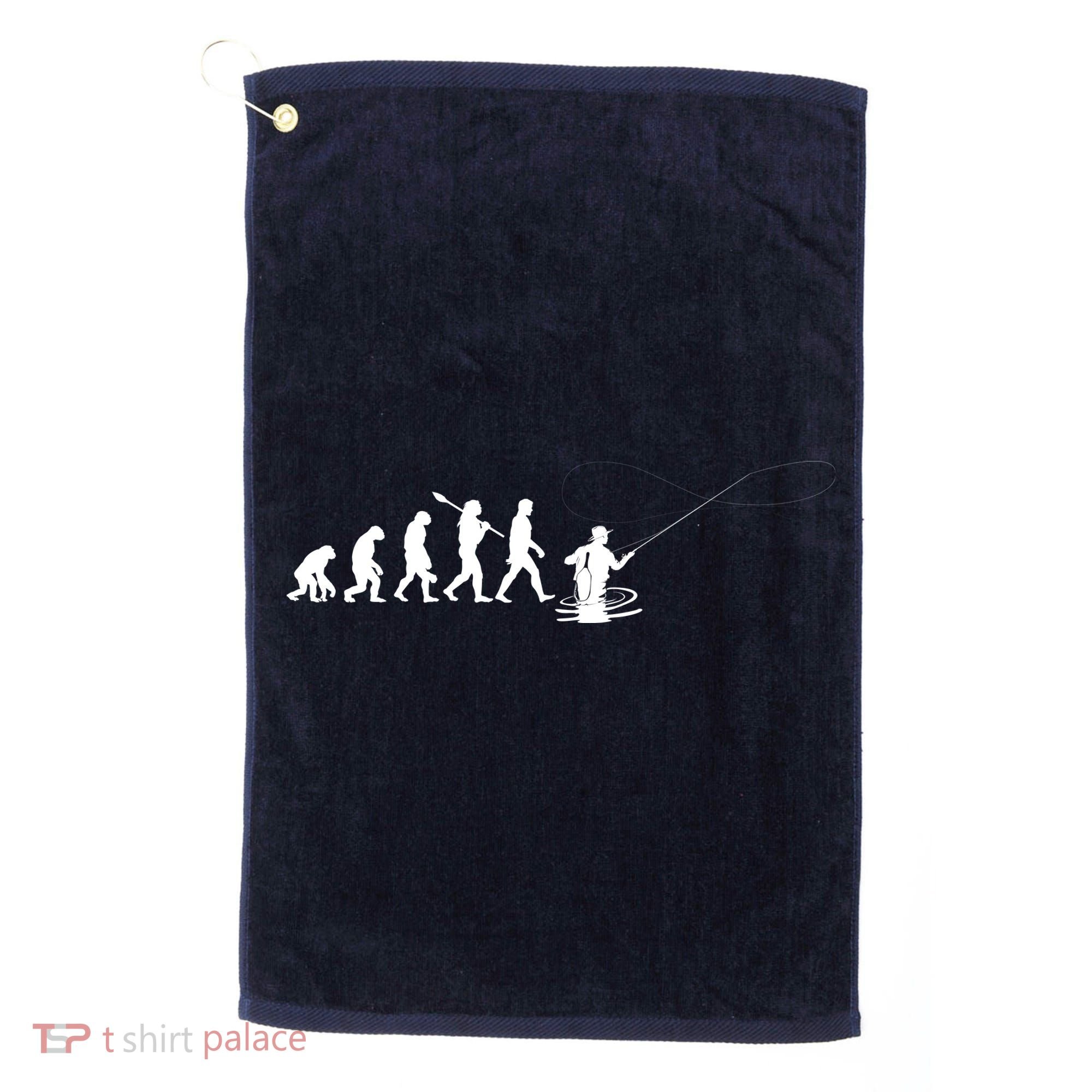 Funny Evolution Of Man Fly Fishing Golf Towel