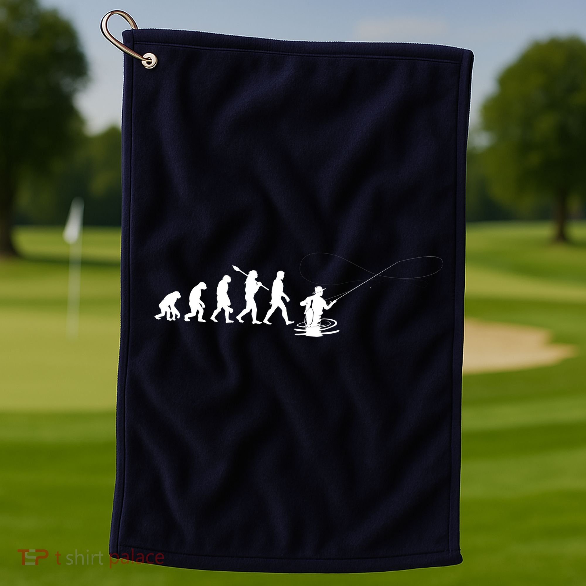 Funny Evolution Of Man Fly Fishing Golf Towel