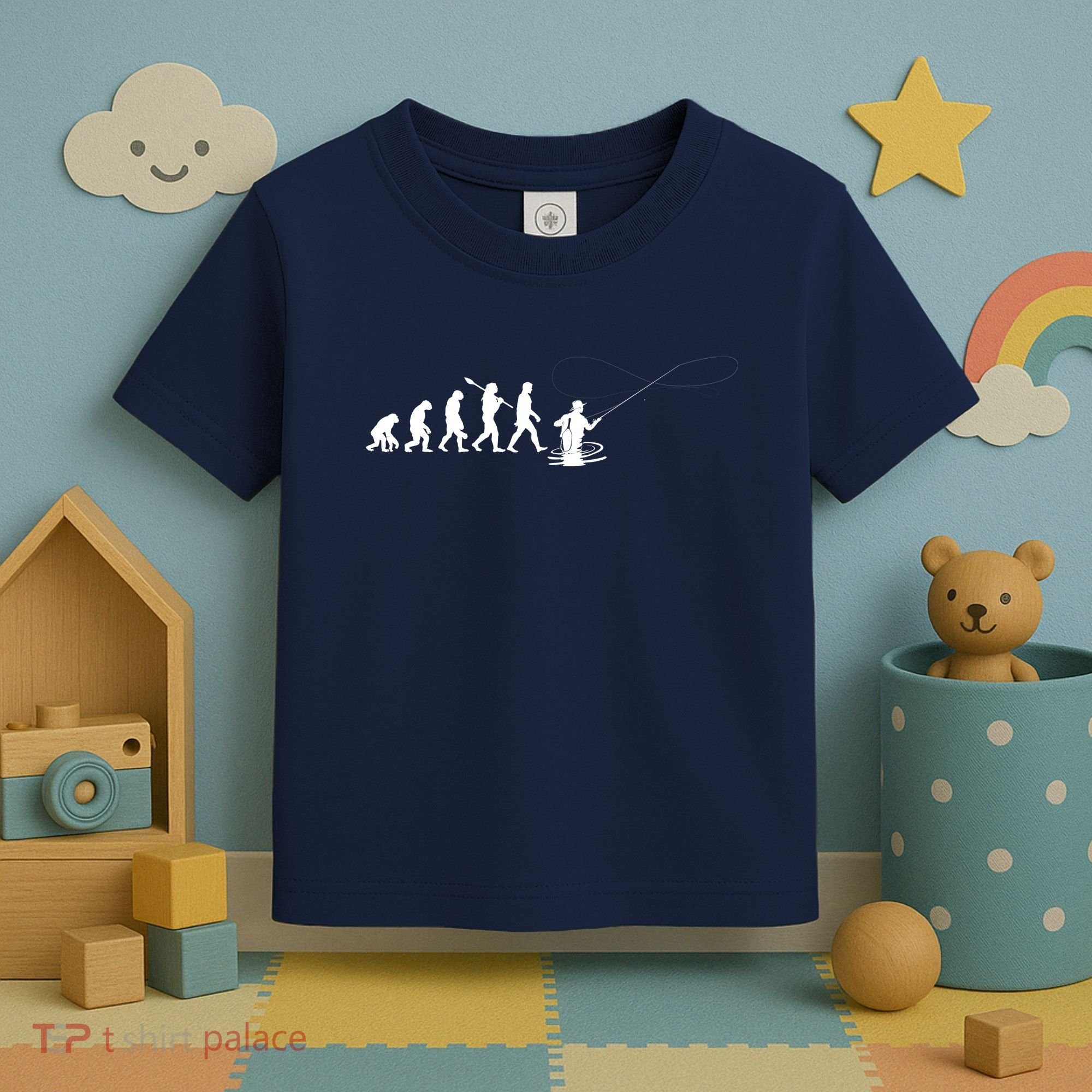 Funny Evolution Of Man Fly Fishing Toddler T-Shirt