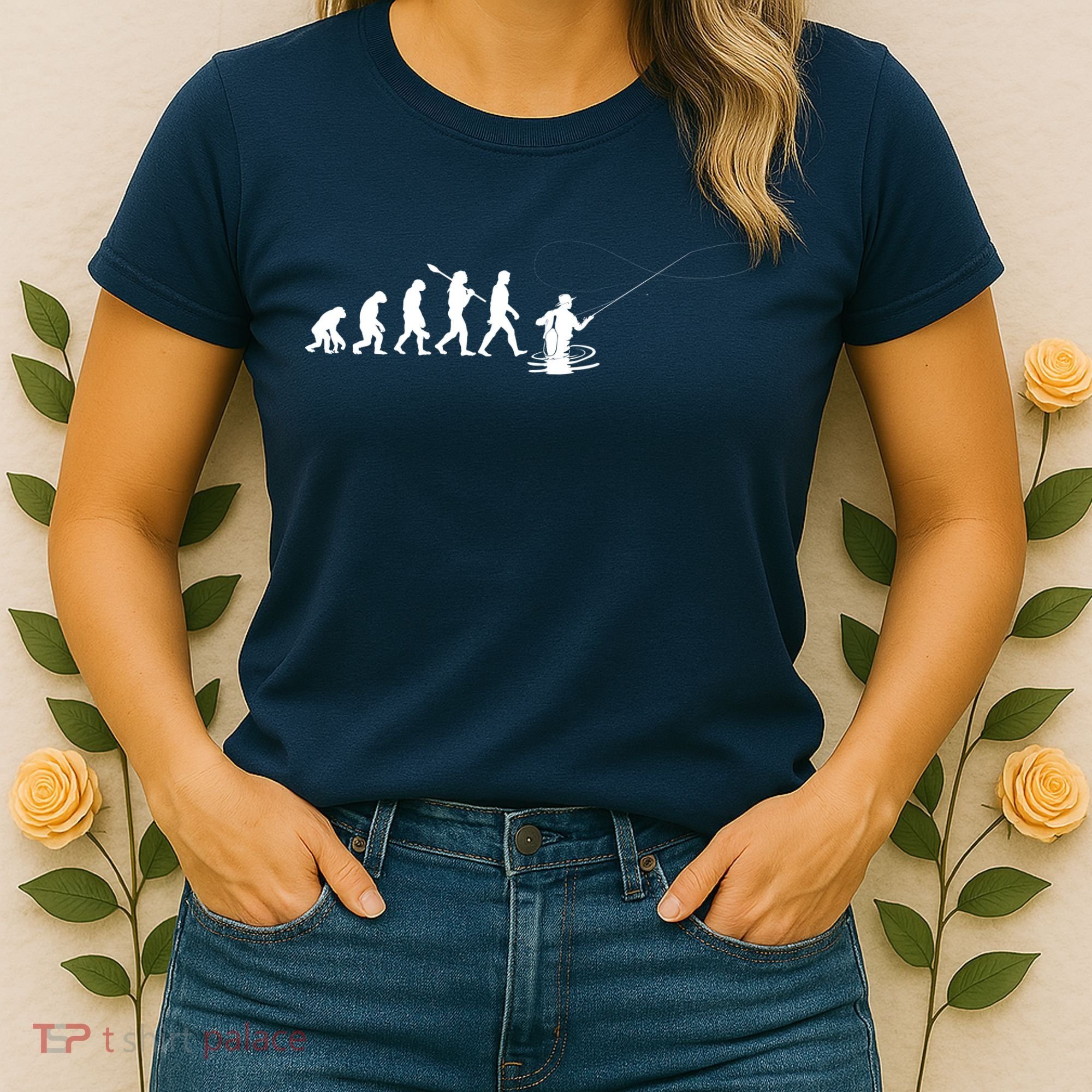 Funny Evolution Of Man Fly Fishing Women's T-Shirt