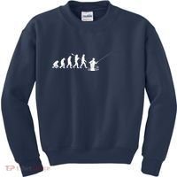 Funny Evolution Of Man Fly Fishing Kids Sweatshirt thumb 0